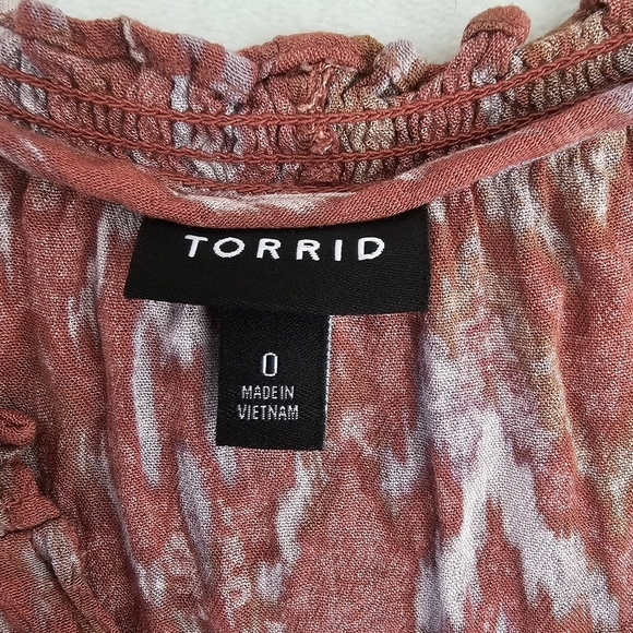 Torrid Terracotta Peasant Top Crepe Tie Waist Boho Long Sleeve Size Large - Picture 7 of 14